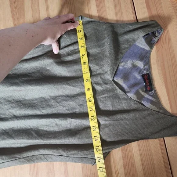 Green Floral Emboirdered Midi Dress Fairy Goblincore Whimsical Artsy Sleeveles S - Picture 6 of 12